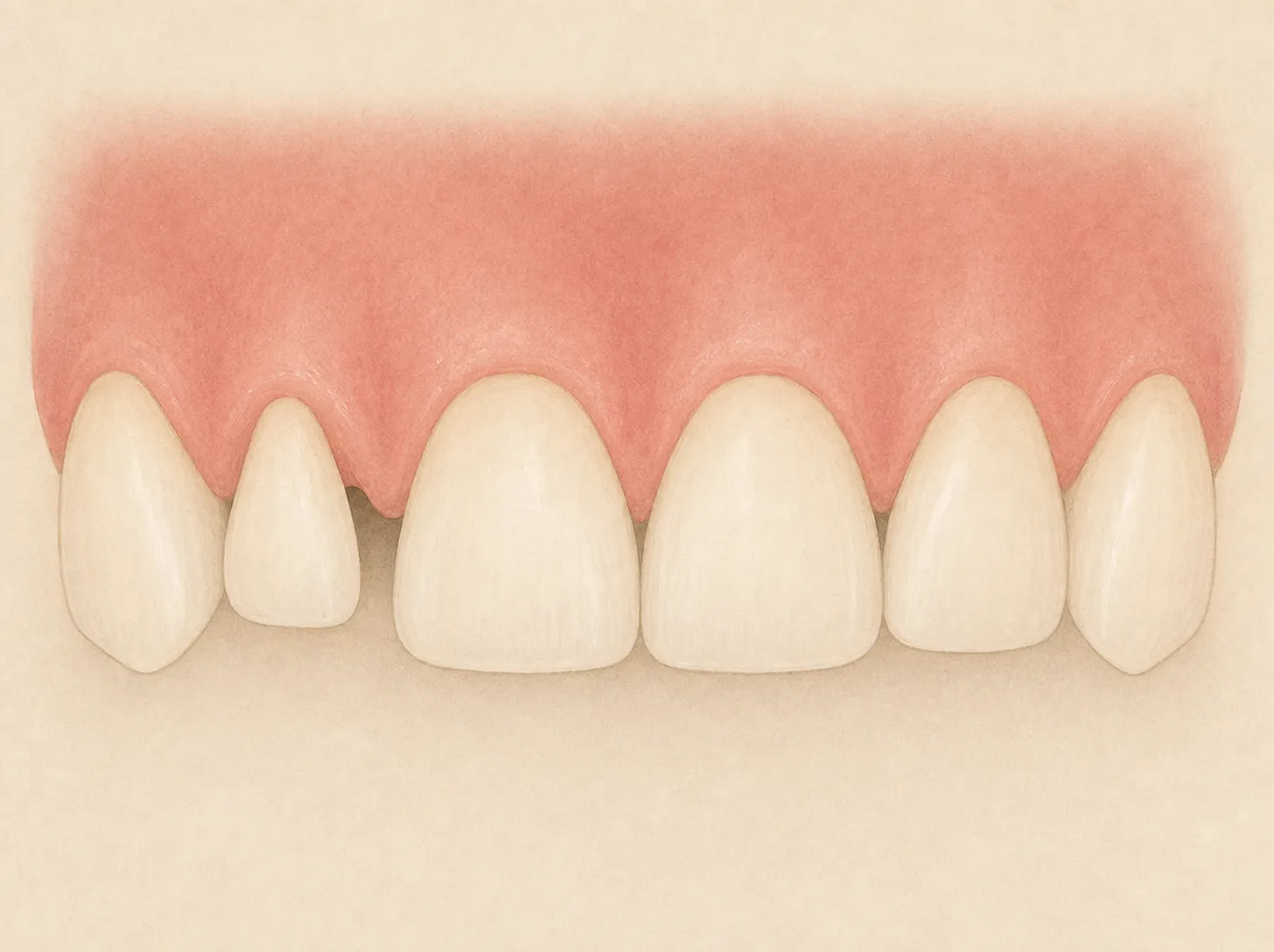 Illustration comparing a normal upper lateral incisor to a smaller cone-shaped peg lateral tooth